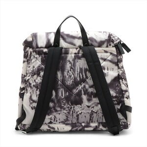 Prada backpack white black Tessuto leather nylon